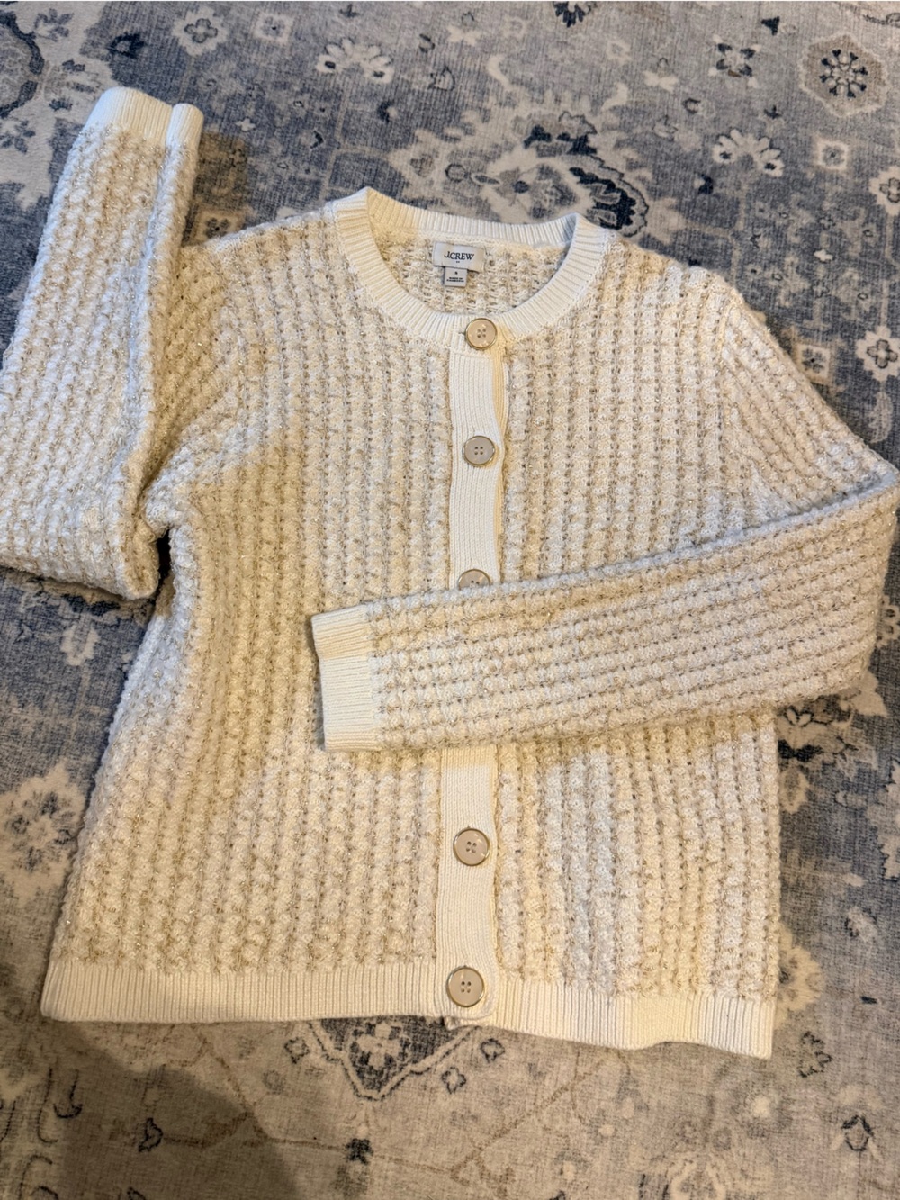 J Crew - women’s button sweater ivory